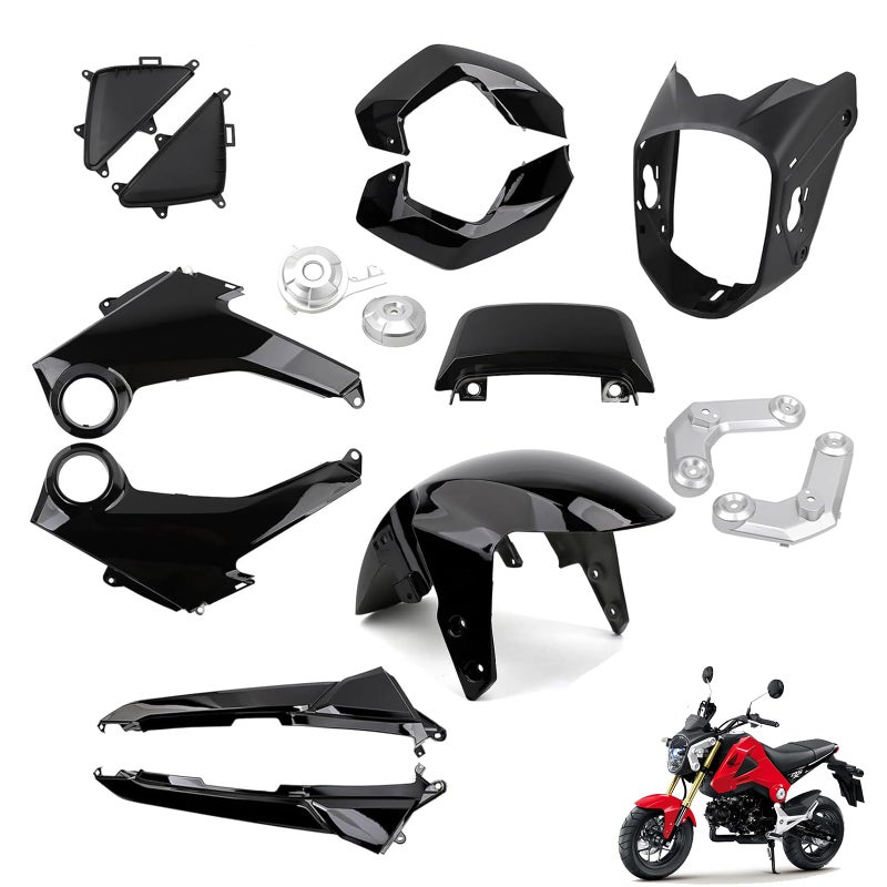 Mokuo Motorcycle Fairing Kits Compatible with Honda Grom MSX 125 20132016Black Color